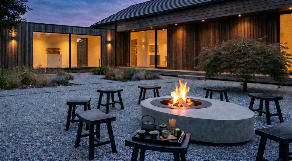 Tear Drop | Wood Burning Concrete Fire Pit Table