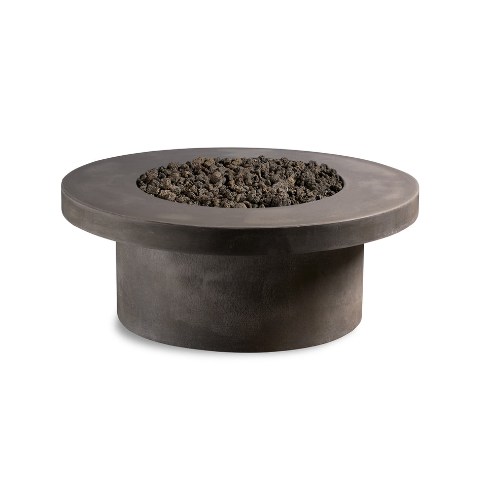 Circular Concrete Firepit - Pewter Black Lava Rock