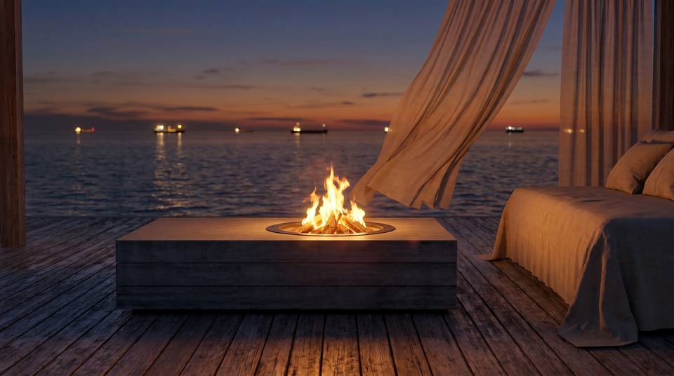 Rectangular | Wood Burning Concrete Fire Pit Table