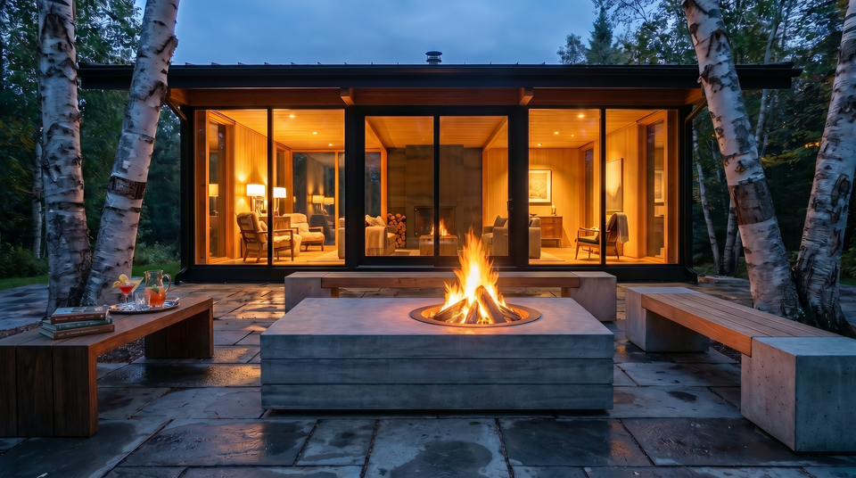 Rectangular | Wood Burning Concrete Fire Pit Table