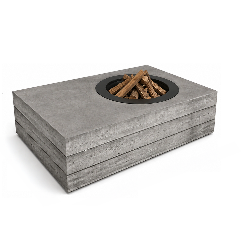 Rectangular | Wood Burning Concrete Fire Pit Table