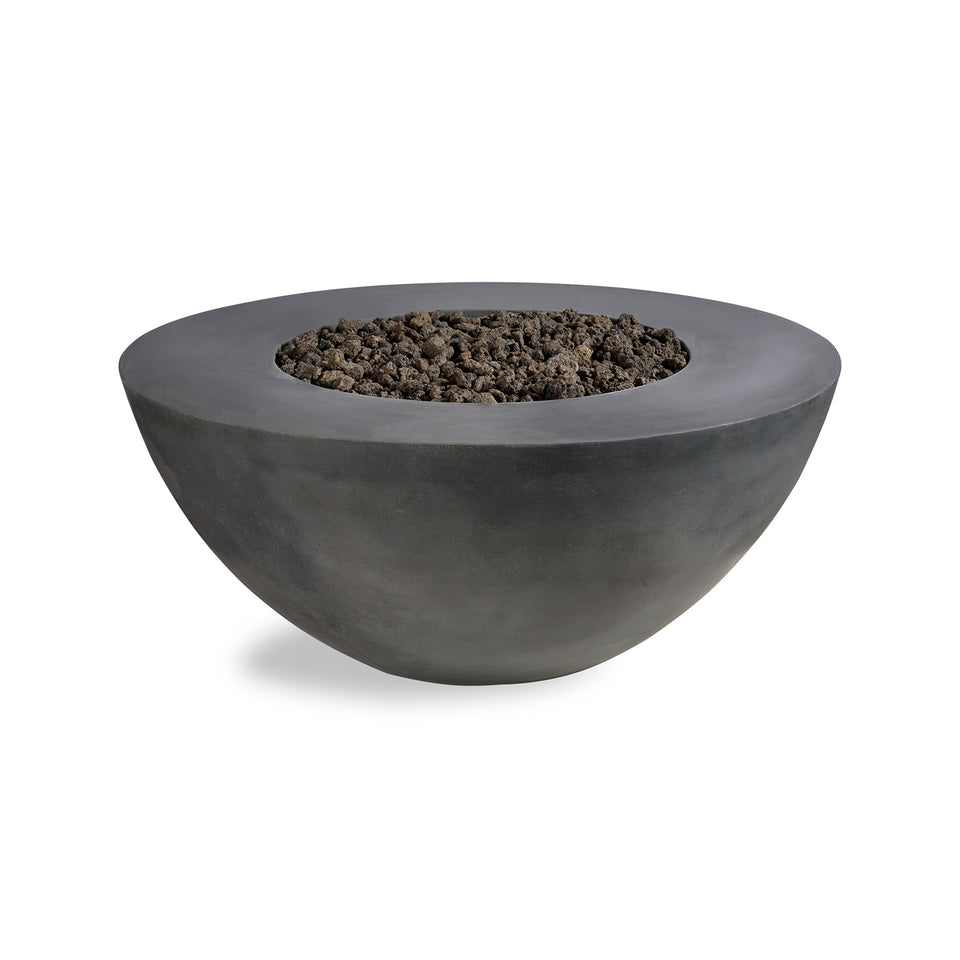 Bowl Concrete Firepit - Zinc Black Lava Rock