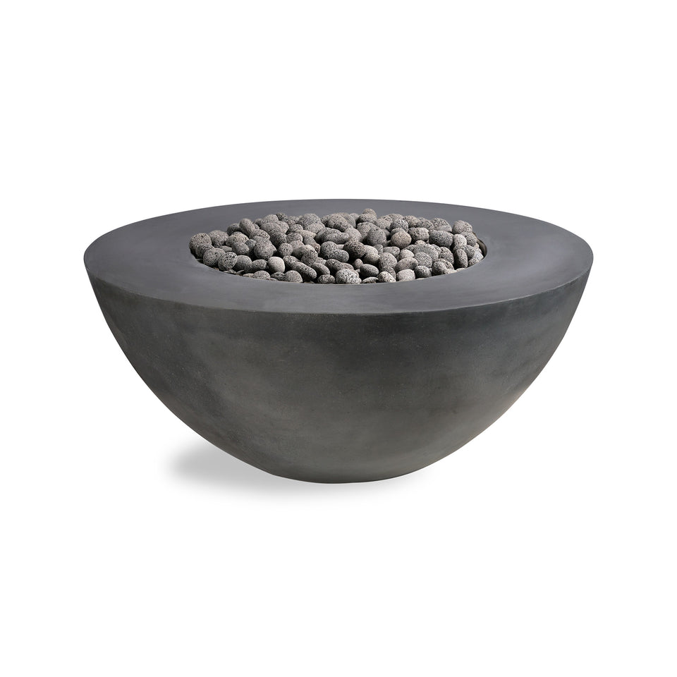 Bowl Concrete Firepit - Zinc Rolled Lava Rock