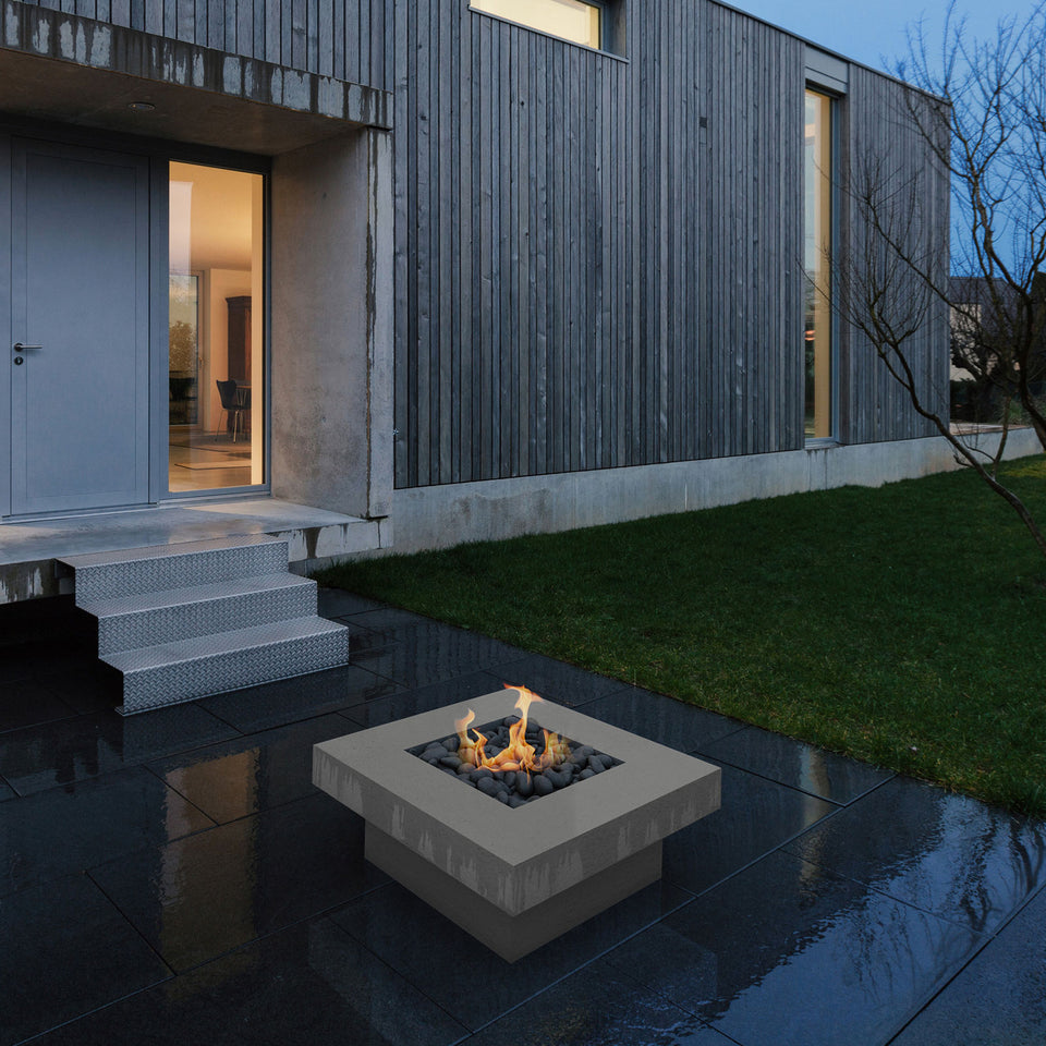 Square Concrete Firepit Table in modern home