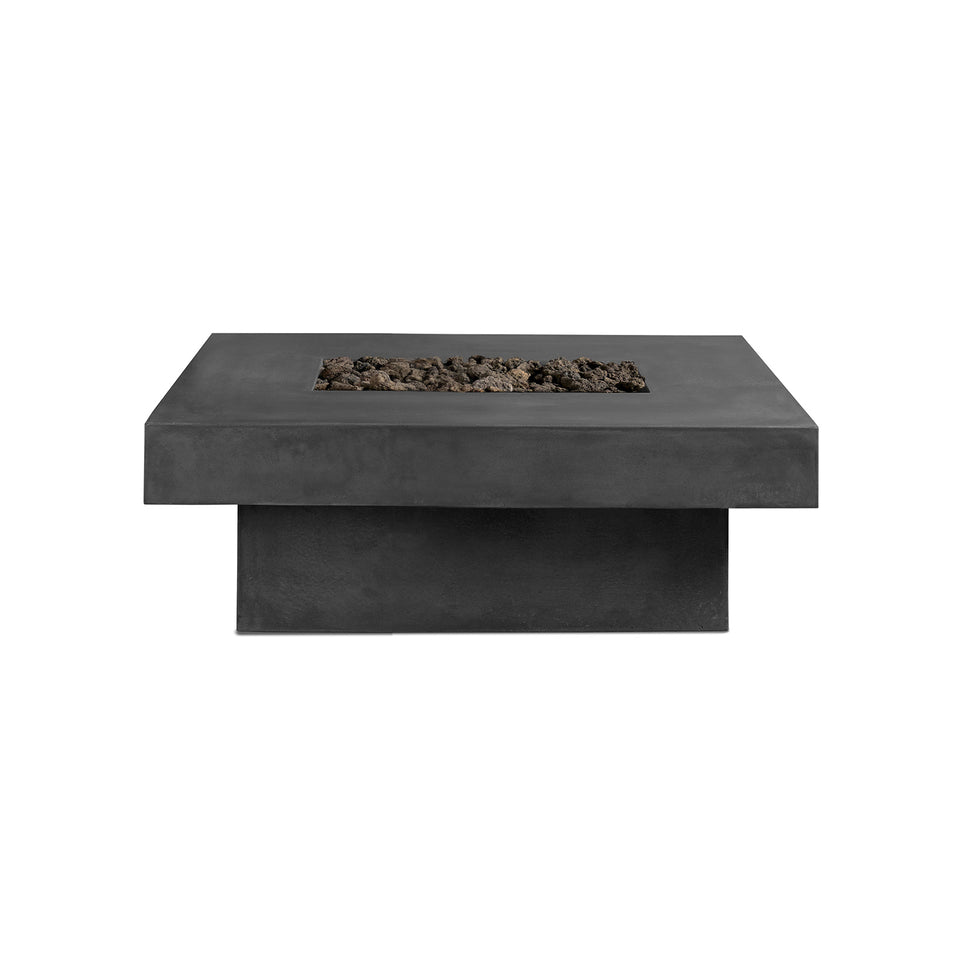 Square Concrete Firepit - Zinc Black Lava Rock