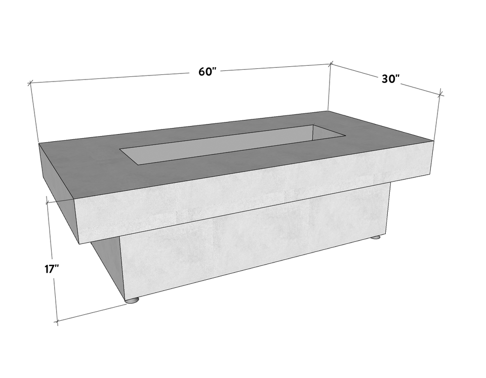 Toplina - Rectangular Concrete Fire Pit Table